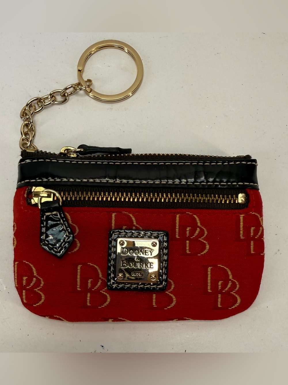 Dooney & Bourke Red Small Coin Case with Gold Hardware